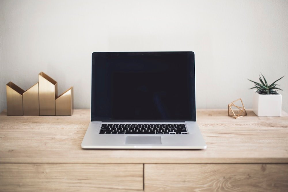 Laptop workspace for running an online business